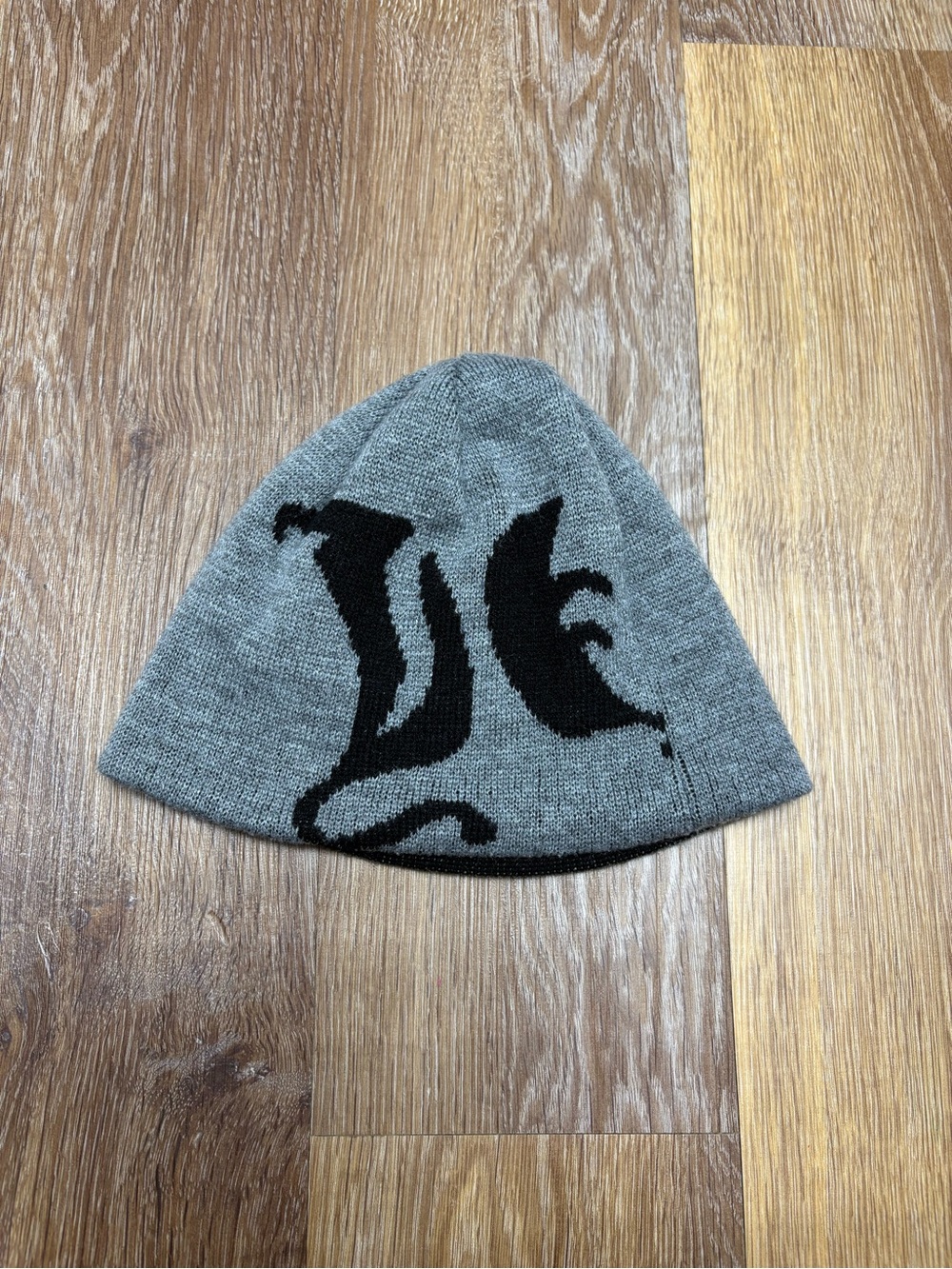 Hurley Gray Knit Beanie with Black Logo Accent
